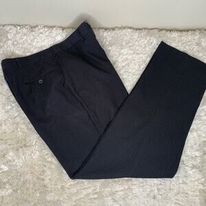 Angelo Rossi Black Gray Pinstripe Trousers Sz 32 x 30
